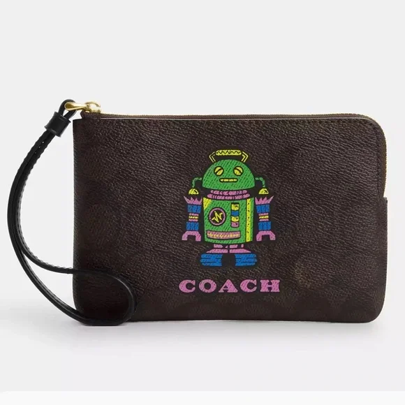 Coach Limited Edition “Cosmic Coach” Robot Corner Zip Wristlet Retail $138. - Picture 1 of 3